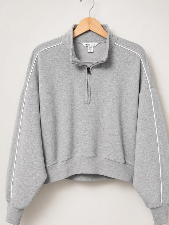 Athleta Tops - Athleta Light Gray Quarter-Zip Pullover